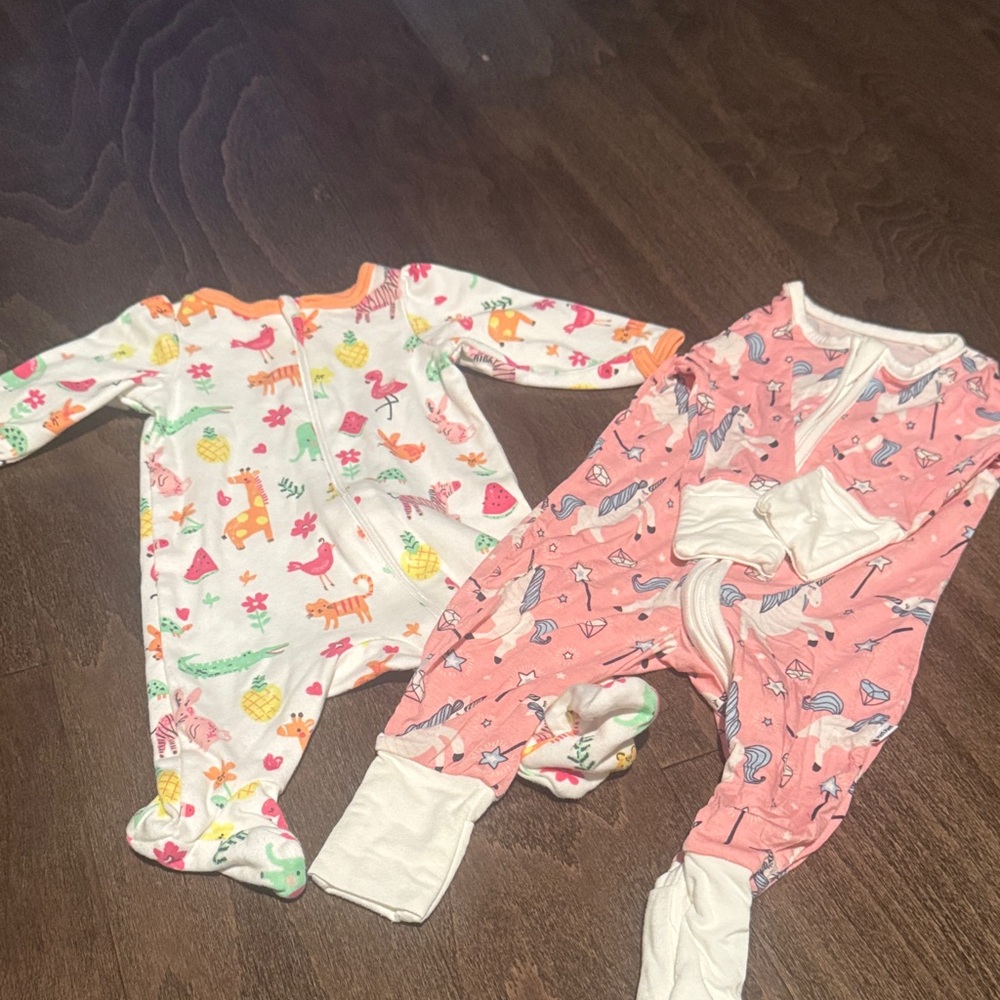 Pink and White Animal Print Kids Footies